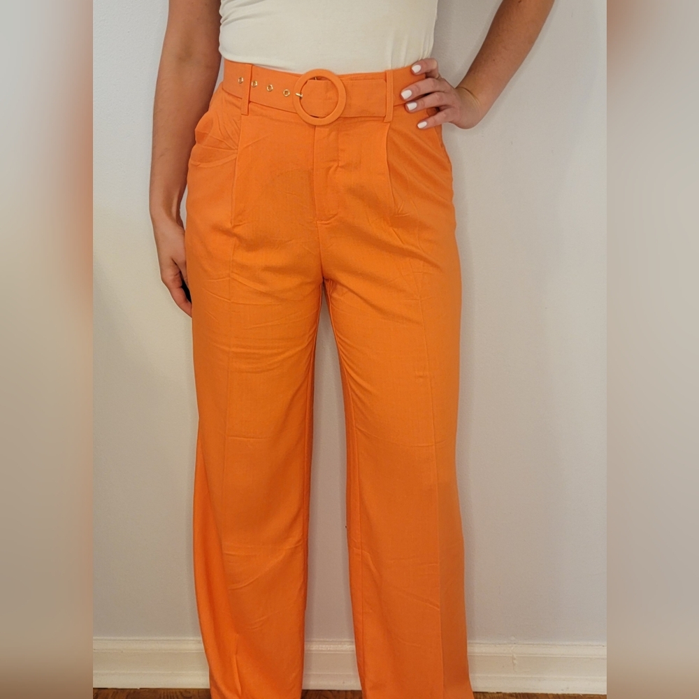 NWT House of Harlow 1960 Orange High-Waisted Wide Leg Pants Size 4